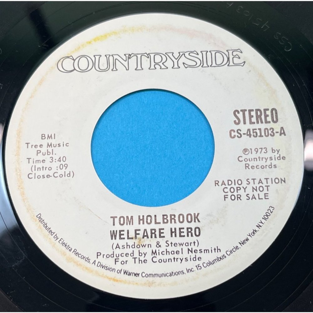 Tom Holbrook Welfare Hero 45 Country Promo Countryside 45103 1973